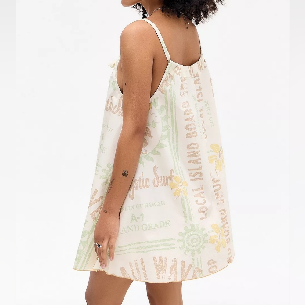 Urban Outfitters BDG Eva Tie-Front Ruched Strap Trapeze Mini New - Picture 4 of 4